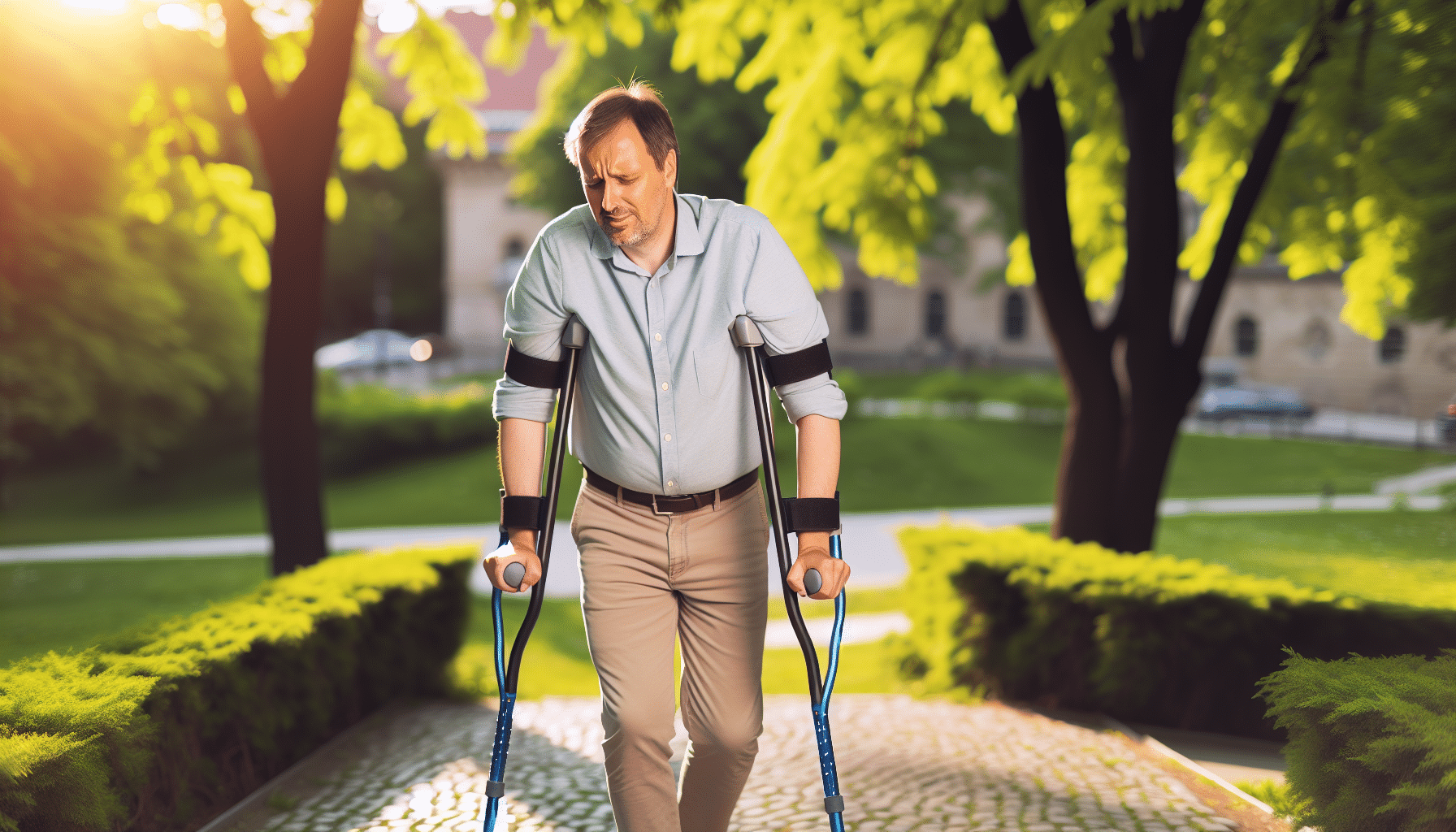 man in traditional crutches